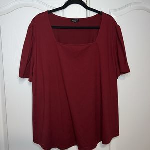 A. Jesdani Wine Burgundy Shirt Short Sleeve Square Neck Knit Top Womens 4X NWOT